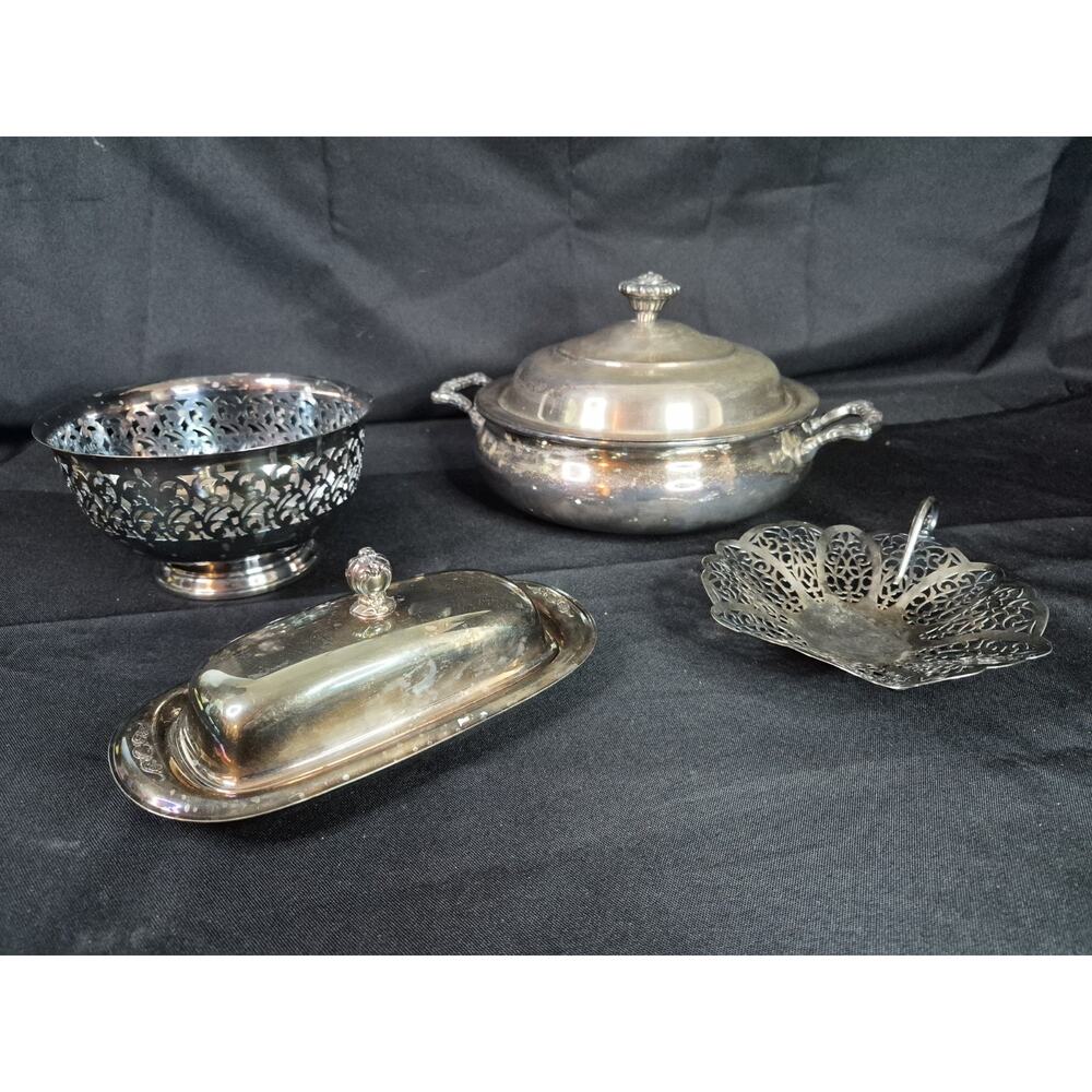 Wm Rogers Silverplate 963 Covered Serving Dish , Lovelace Candy Dish And More.